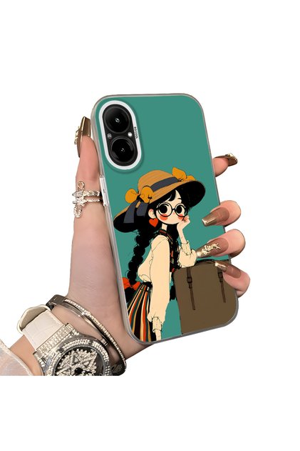 Realme 12 Lite Compatible Silicone Edge Hard Back Case Couple Phone Case Girl Patterned