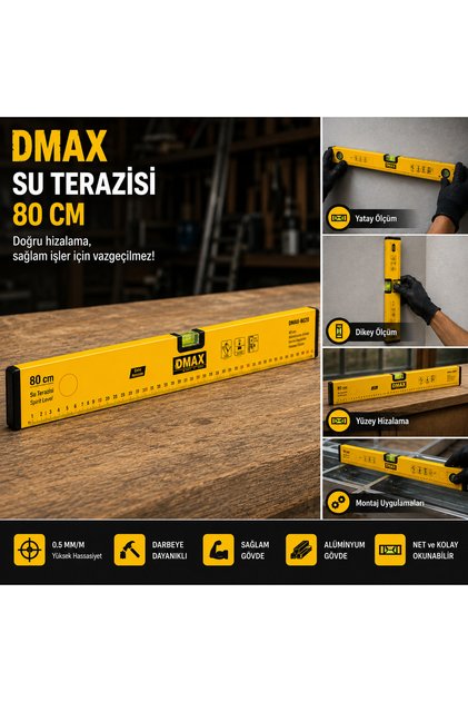 DMAX Su Terazisi 80 CM – Hassas Ölçüm, Sağlam ve Profesyonel Kullanım