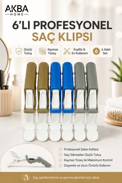 6-Piece Professional Hair Clip Set Strong Hold Non-Slip Hairdresser Barrette Hair Separating and Styling Clip