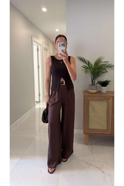 Tenwa Brown Belted Trousers