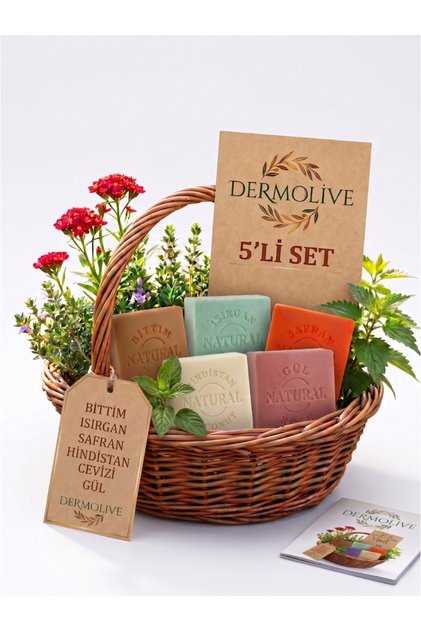 Nettle, Bıttım, Saffron, India, Rose 5-Pack Herbal Soap