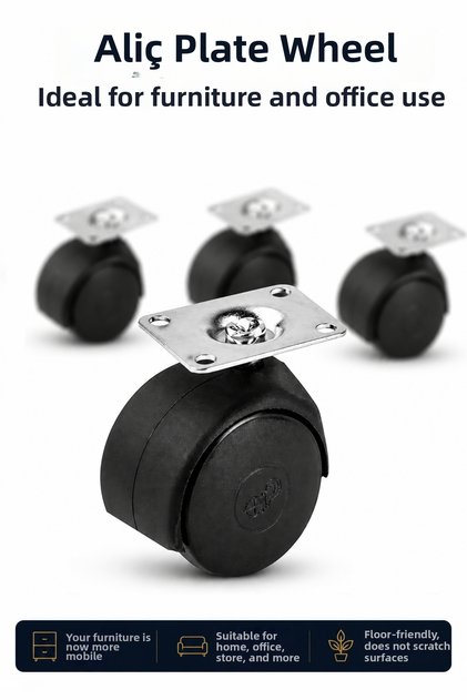 Furniture Caster with Table Top 4 Pieces 360 ° Swivel Silent Moving Seat Cabinet Coffee Table Tv Unit Wheel