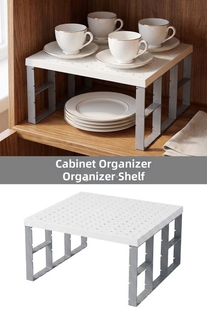 In-Cabinet Organizer Shelf - Kitchen Bathroom Detergent Holder Multi-Purpose Countertop Organizer White