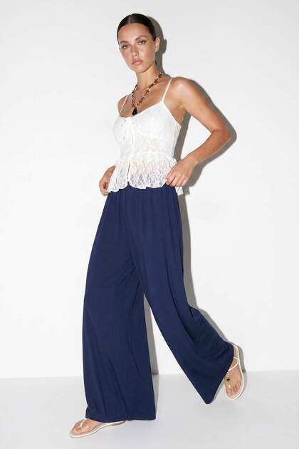 Lacivert Beli Lastikli Rahat Kalıp Modal Pantolon TDRSS26PL00016