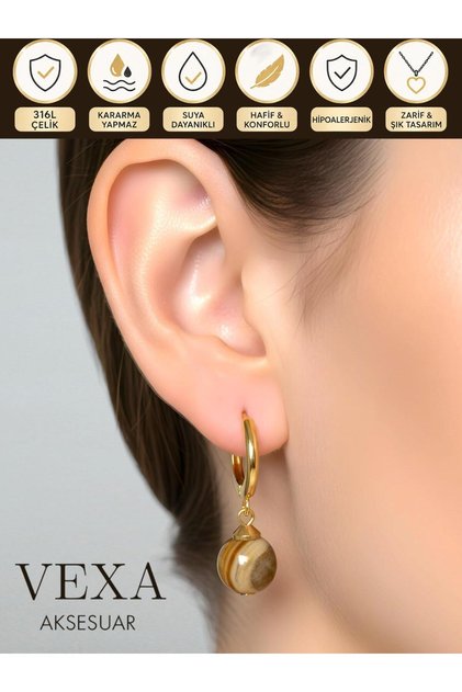 Natural Stone Earrings 316L Stainless Steel Earrings – Boxed – Gifted Product