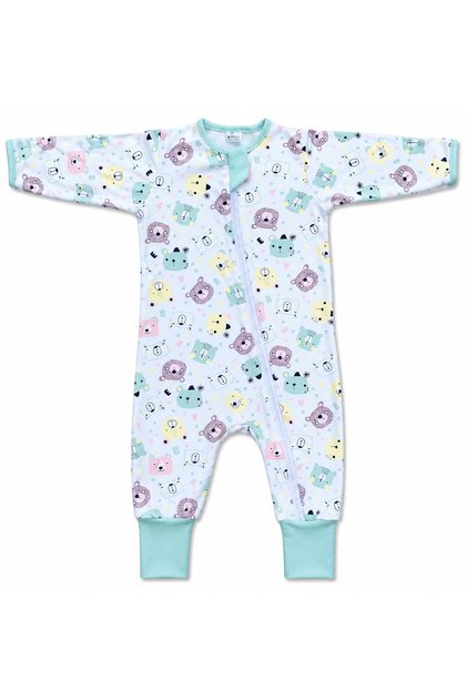 Salopeta pijama bebe cu fermoar si botosei manseta Hello Bear marime 9-12 luni, 80 cm