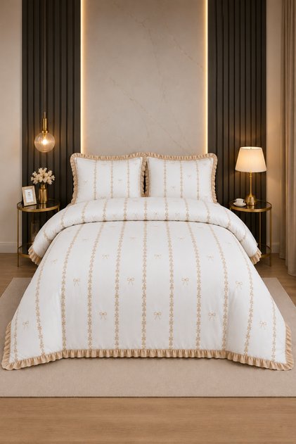 Maria Double Ruffled Duvet Cover Set | Dowry Chest | 3 Pieces | Duvet Cover