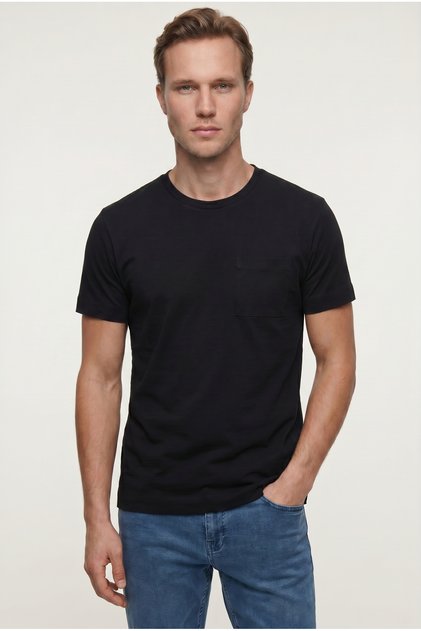 Relaxed Fit Siyah %100 Pamuklu T-Shirt