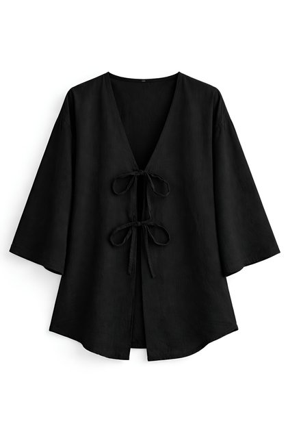 Kimono Shirt with Double Lacing – Trendy Islamic Fashion, New Season Design Tunic
