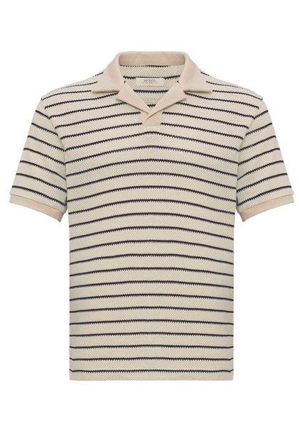 Apaş collar striped knitted men's t-shirt