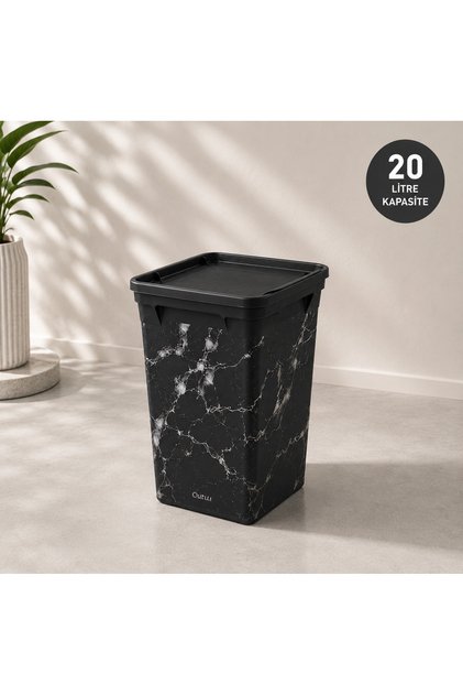 Sİyah Marble Çöp Kovası 20 l
