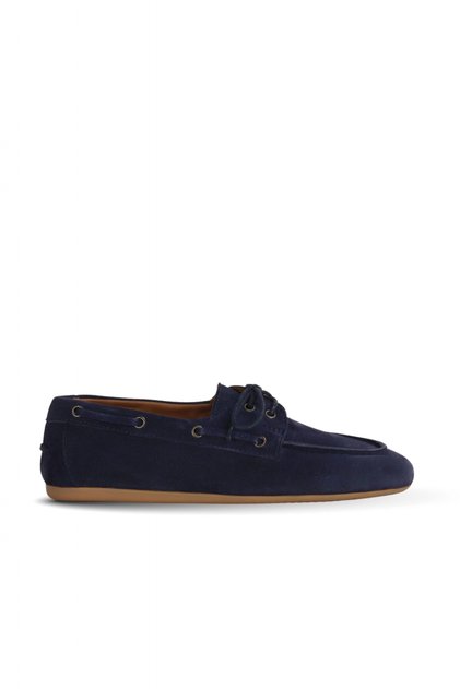 Navy Blue Suede Women's Flat Shoes 01We6702