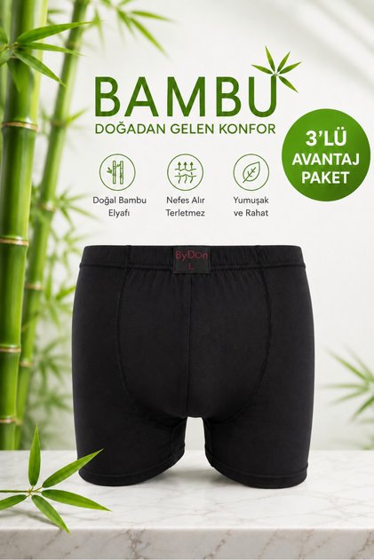 Men's Lycra Bamboo Boxer 3-Pack Advantage Pack (with Internal Elastic)