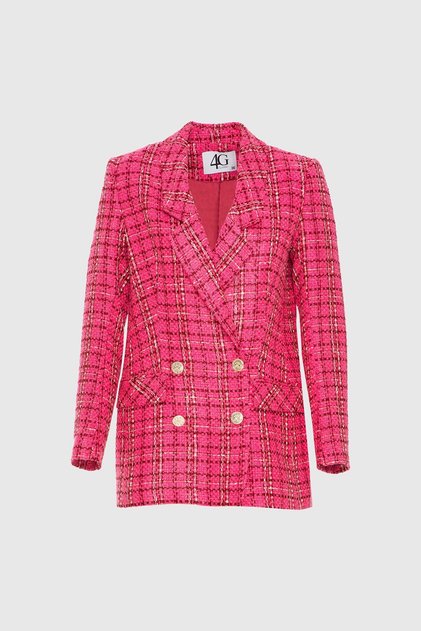 Kruvaze Gold Düğmeli Pembe Ceket