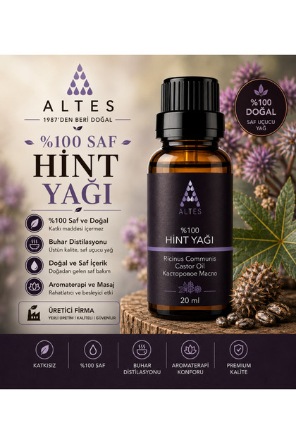 altes %100 Saf Hint Yağı / Castor Oil / Soğuk Sıkım 20ml