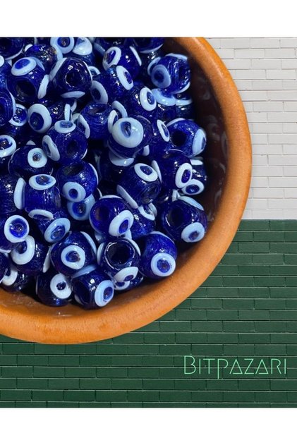 13mm Glass Black Eyed Beads 10 Pieces (Wide Hole)