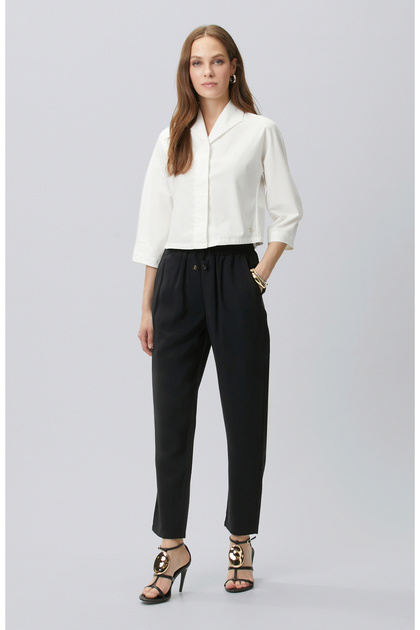 Siyah Diyagonal Desenli Jogger Pantolon