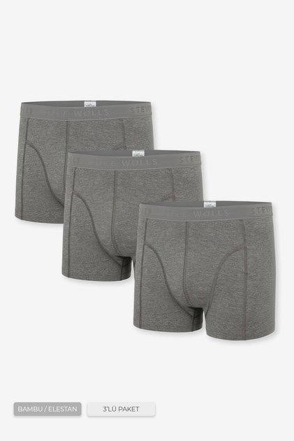 Men's Gray 3-Piece Classic Bamboo Boxers - 25101