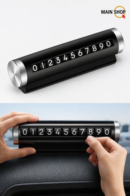 Vehicle Parking Telephone Number Dialer Adjustable Dial-Up Cylinder Numberer on the Dashboard Black Color