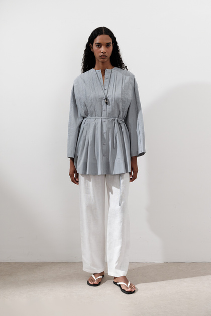 かぐれ　Cotton tunic shirts 新品未使用 nizzell Polka Dot Poplin Fabric Hijab Shirt Tunic Oversized Tie