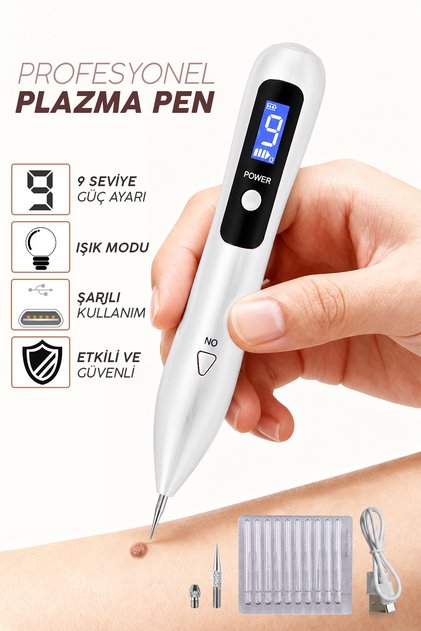 Profesyonel 9 Kademe Dijital Laser Plazma Plasma Pen Kalem Beyaz
