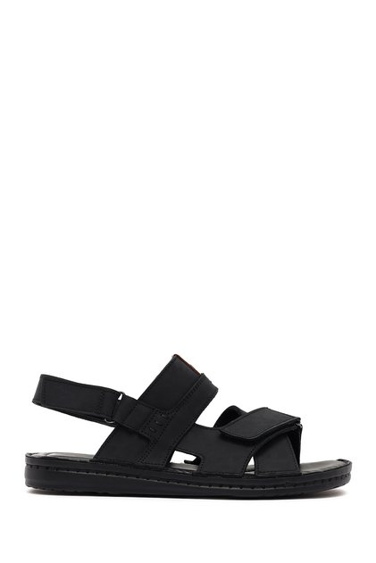 Men's Black Leather Sandals 26Sfd6250V3