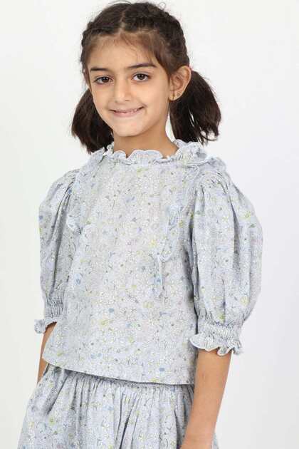 Girls Printed Half-Sleeve Top