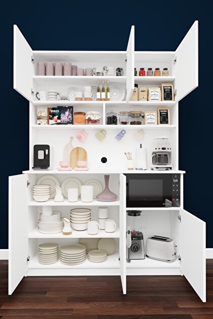 Asra Trend Modern Kahve Köşesi Dolabı %100 MDF Çok Amaçlı Erzak