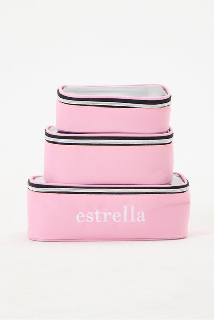 Luna Makeup Bag Set 3-Piece Cosmetic Care Organizer Pink