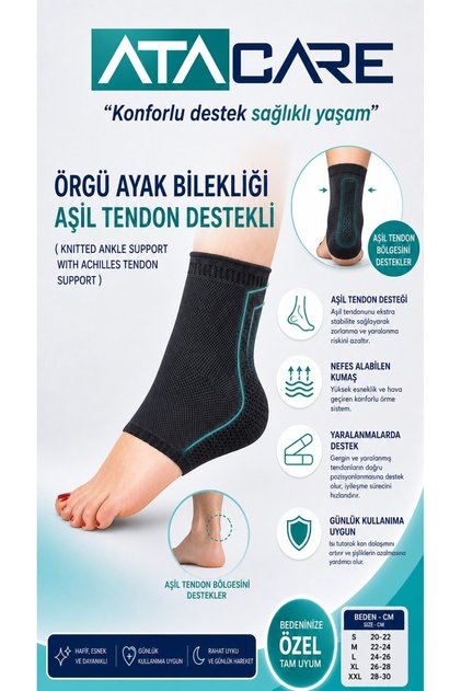 AŞİL TENDON DESTEKLİ AYAK BİLEKLİĞİ ÖRGÜ KUMAŞ XXLARGE