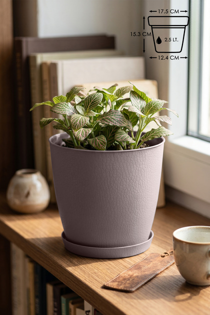 チャコッター ToXA Pina Saksı 2,5 Litre (17,5cm) Tabaklı ve Drenaj Delikli