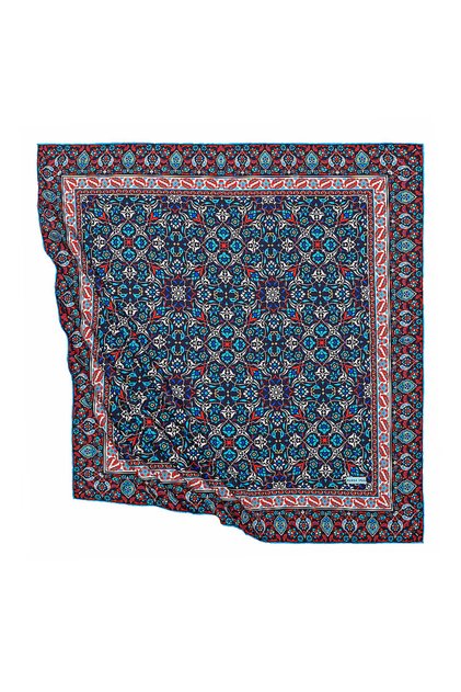 Black Turkish Motif Tile Pattern Silky Scarf