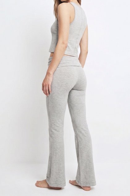 Kadın İspanyol Paça Jarse Ultra Soft Pantolon Flared - Melanj Gri 2