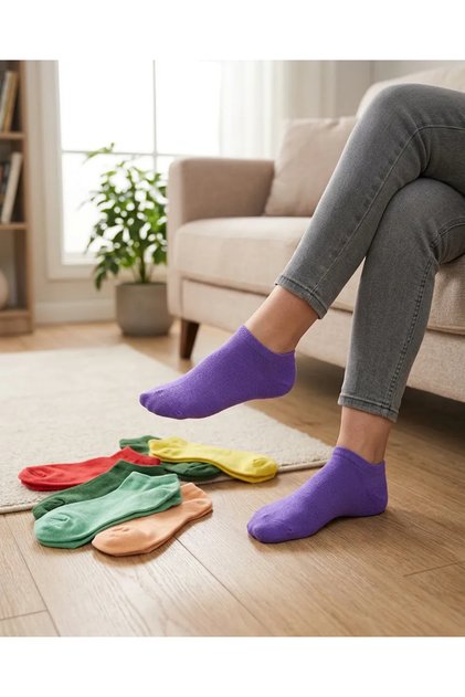 Women's Cotton Combed Cotton Booties Socks 6 Pack Colorful Scented Socks