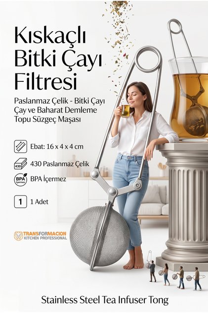 Kıskaçlı Bitki Çayı Filtresi Top Çay Demliği Çay Filtresi Maşası 721230