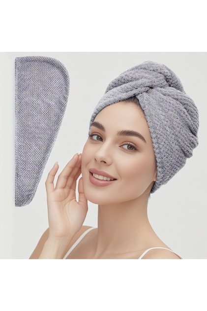 Grey-up Solid Color Hair Towel Textured Dry Hair Cap 9.8' X 25.5' Absorbent Hair Towel Wrap for Butt