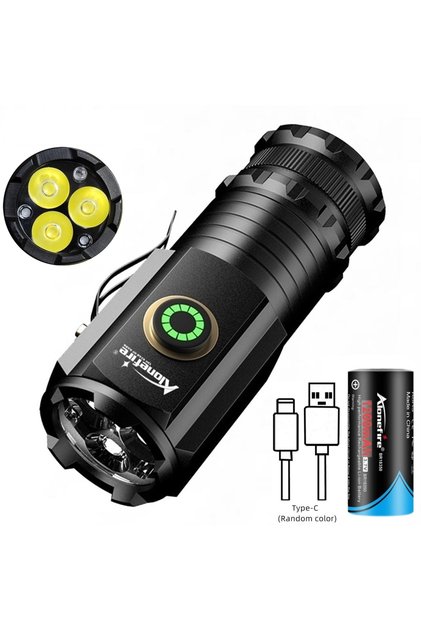 18350 black WHITE 3x LED Mini High Bright Small Flashlight USB Rechargeable Work Repair Outdoor Hiki