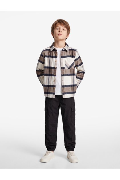 Flannel Fabric Pocket Long Sleeve Classic Collar Lumberjack Shirt