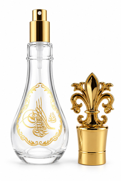 1 Adet 120 ml Ottoman Dezenfektan Kolonya ve Hediyelik Boş Gold Sprey Başlıklı Cam Şişe