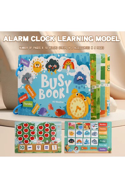 alarm clock Montessori Baby Busy Book My First Quiet Book Paste Early Learning Education Toy Childre
