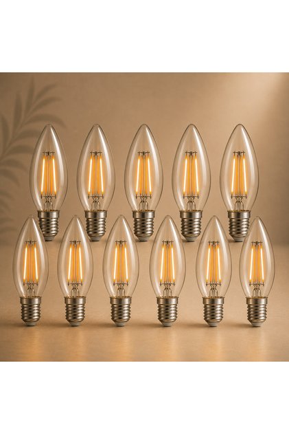 4w E14 Şeffaf Sarı Işık Mum Rustik Led Ampul
