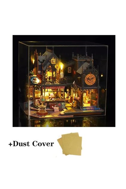 black 2014 New DIY Big Doll House Wooden Case Miniature Furniture Dollhouse Toys for Birthday Gifts