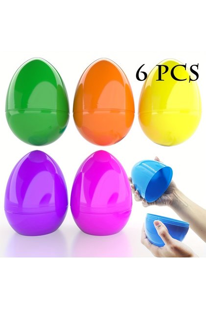 15x10cm 6pcs 6Pcs Jumbo Easter Eggs Giant Fillable Easter Eggs Colorful Candy Box Easter Party Decor