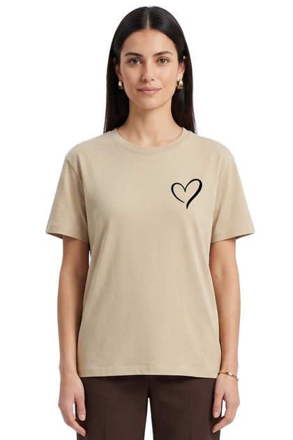 Women's Minimal Heart Printed Stone Oversize T-Shirt