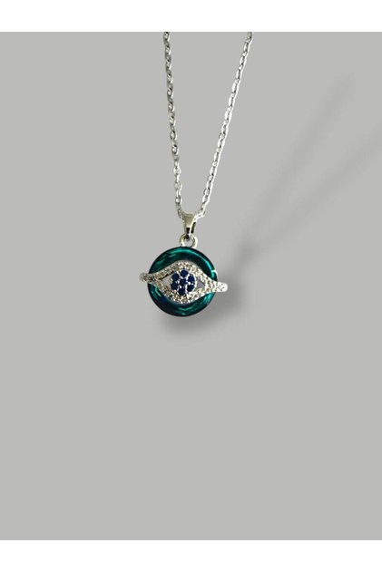 Round Crystal Blue Evil Eye Bead Women's Necklace – Stainless Steel, 55 cm Sparkling Design