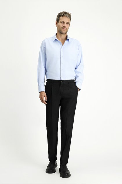 7 Drop Slim Fit Slim Fit Lycra Pleated Classic Fabric Trousers