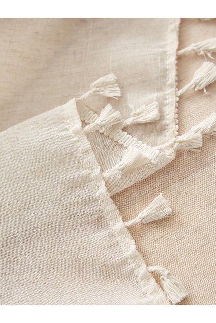 140x100cm beige Beige Linen Square Tablecloth, Retro Countryside Style, Kitchen Living Room Coffee T