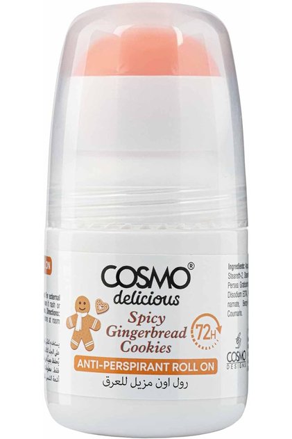 Cosmo Delicious Spicy Ginger Bread Cookie Anti Perspirant Roll On, 72 Hours Odor & Sweat Protection