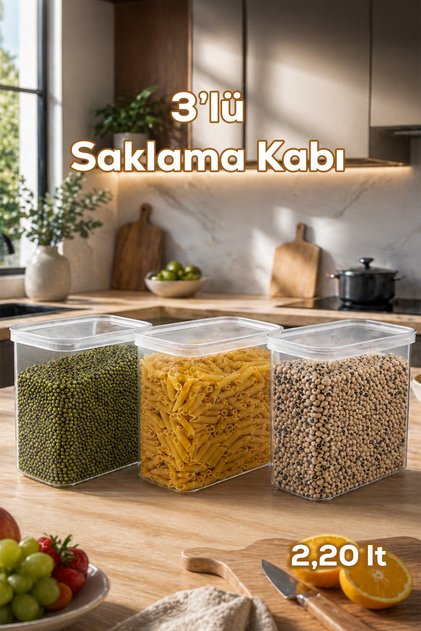 421 3-Piece Leak-Proof Food Storage Container Set - 2200ml Transparent