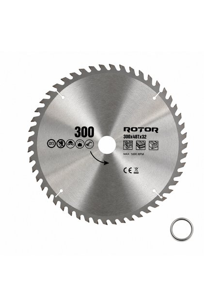 Daire Testere Bıçağı 300x32/25,4 mm 48T – Ahşap Kesim (Gönye ve Tezgah Tipi Testere) Adaptörlü